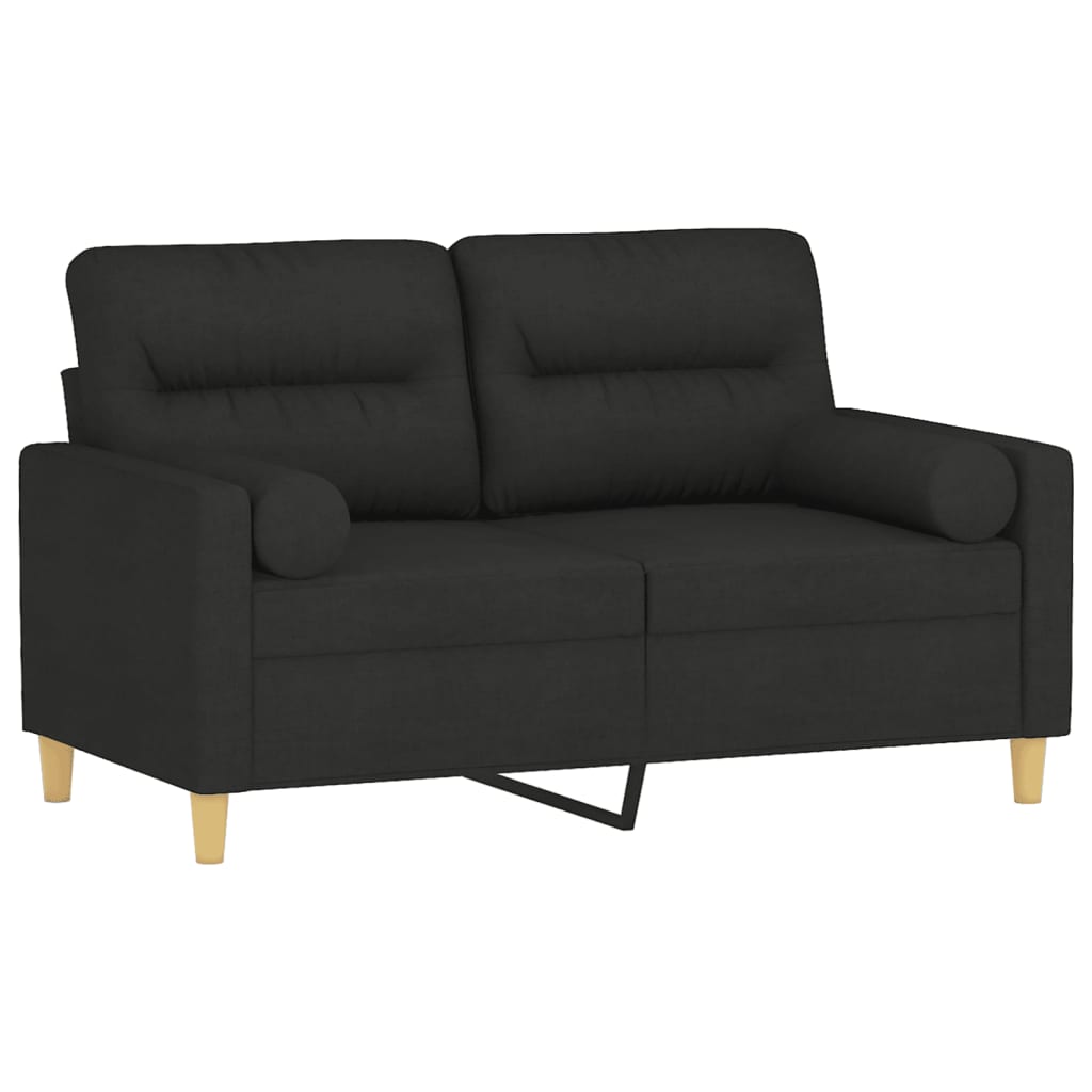 vidaXL Canapea cu 2 locuri cu pernuțe, negru, 120 cm, textil vidaXL Canapea cu 2 locuri cu pernuțe, negru, 120 cm, textil