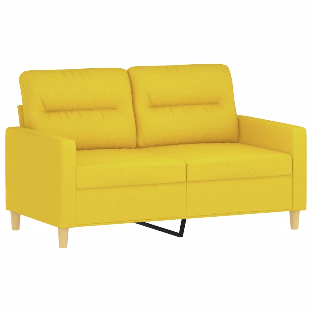 vidaXL Canapea cu 2 locuri cu pernuțe, galben deschis, 120 cm, textil vidaXL Canapea cu 2 locuri cu pernuțe, galben deschis, 120 cm, textil