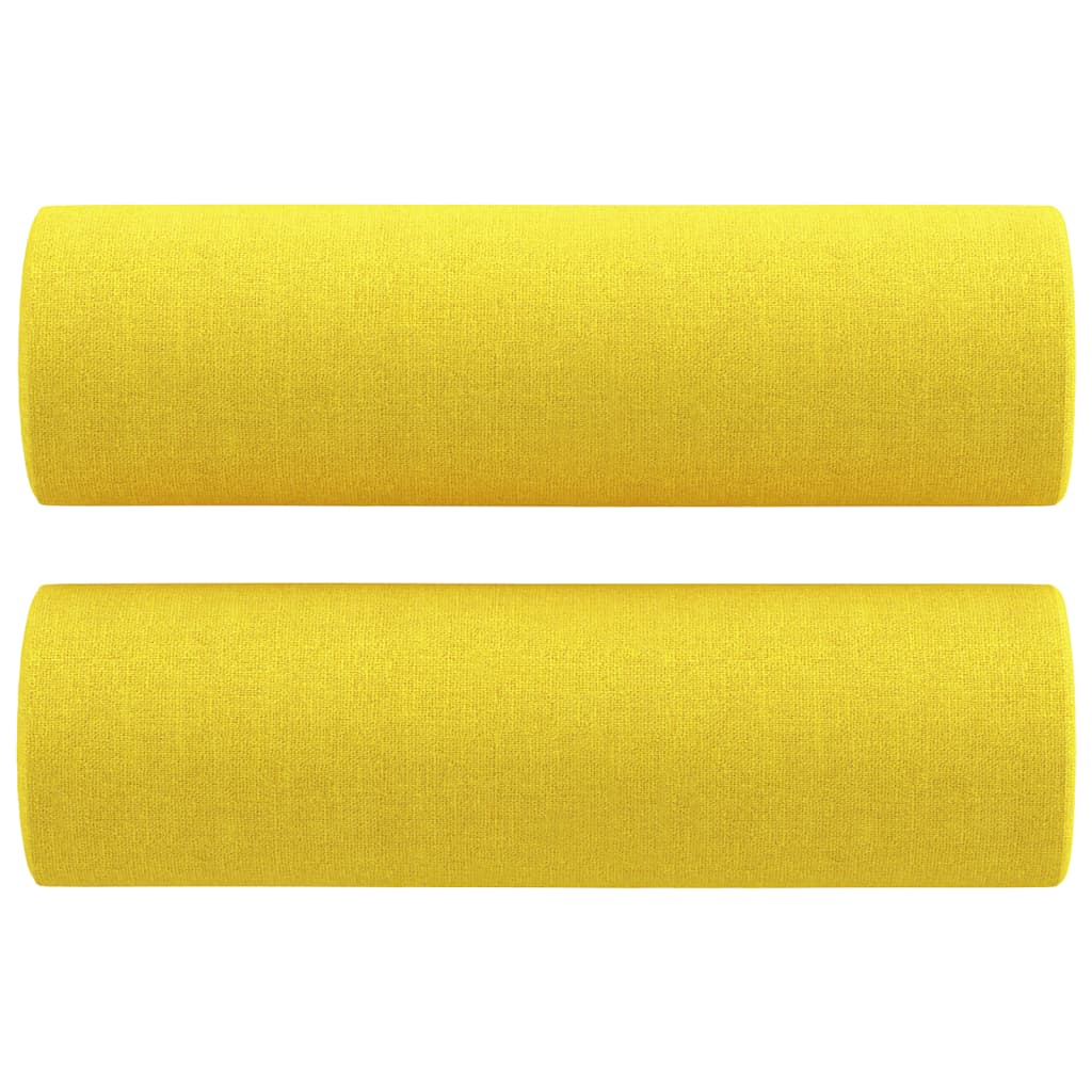 vidaXL Canapea cu 2 locuri cu pernuțe, galben deschis, 120 cm, textil vidaXL Canapea cu 2 locuri cu pernuțe, galben deschis, 120 cm, textil