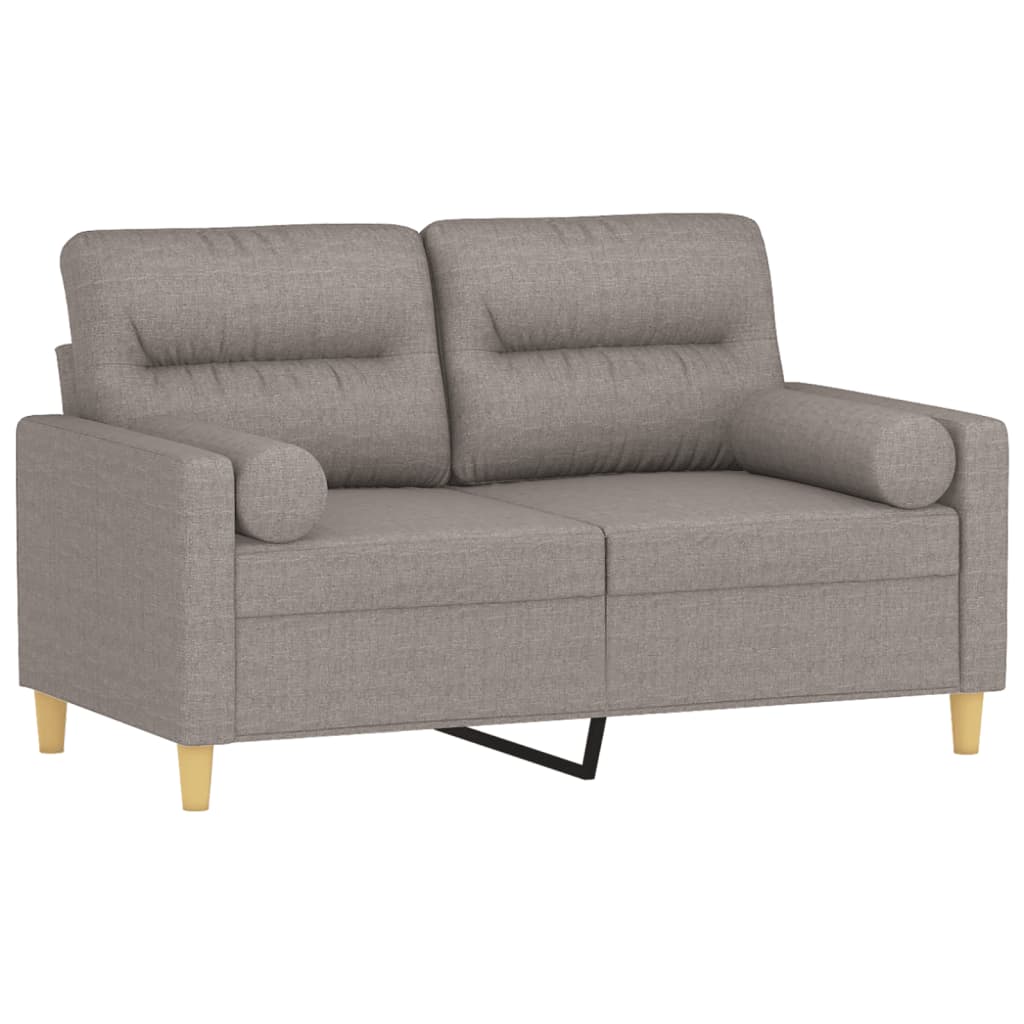 vidaXL Canapea cu 2 locuri cu pernuțe, gri taupe, 120 cm, textil vidaXL Canapea cu 2 locuri cu pernuțe, gri taupe, 120 cm, textil