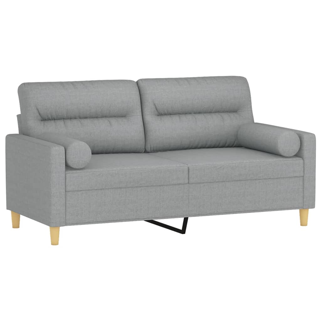 vidaXL Canapea cu 2 locuri cu pernuțe, gri deschis, 140 cm, textil vidaXL Canapea cu 2 locuri cu pernuțe, gri deschis, 140 cm, textil