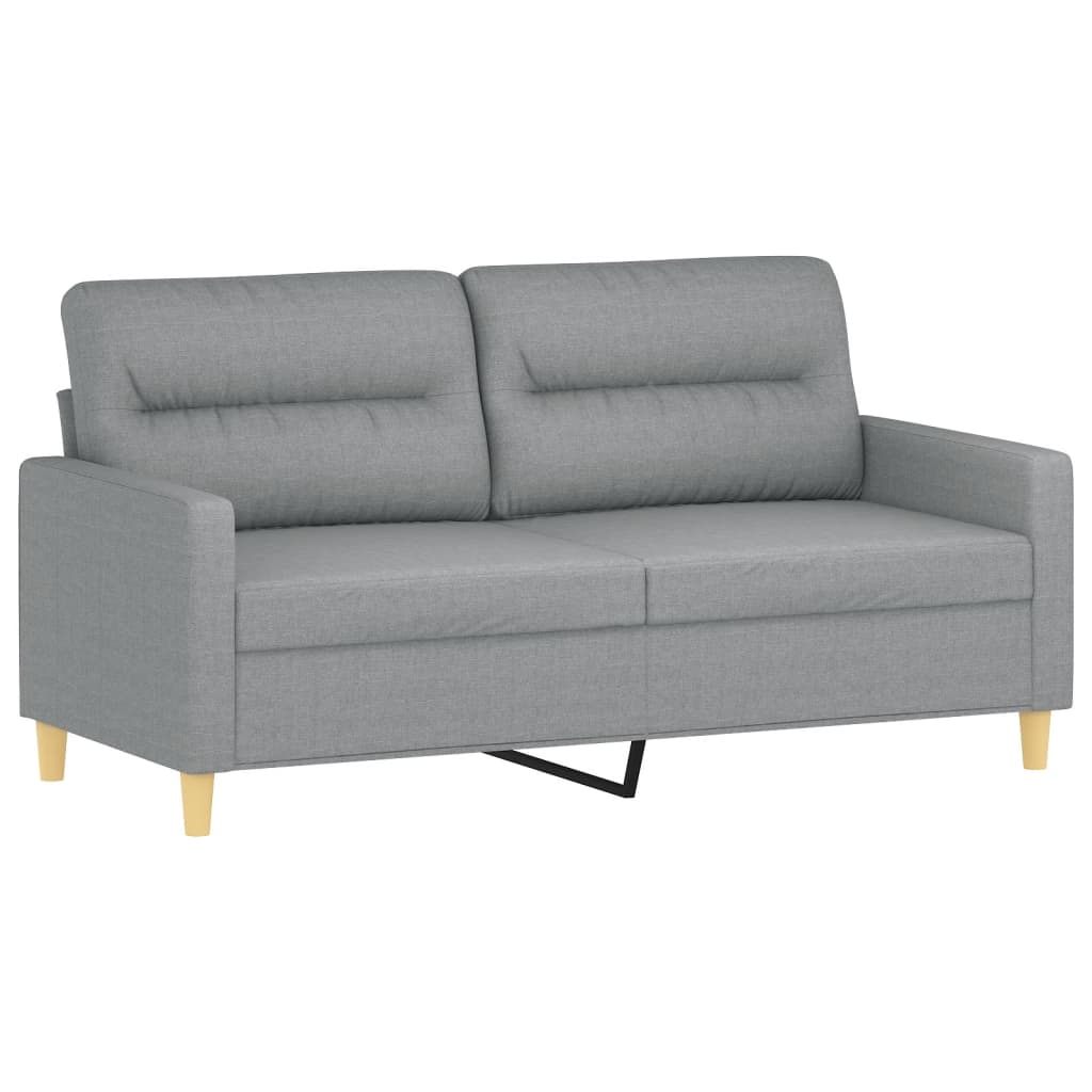 vidaXL Canapea cu 2 locuri cu pernuțe, gri deschis, 140 cm, textil vidaXL Canapea cu 2 locuri cu pernuțe, gri deschis, 140 cm, textil