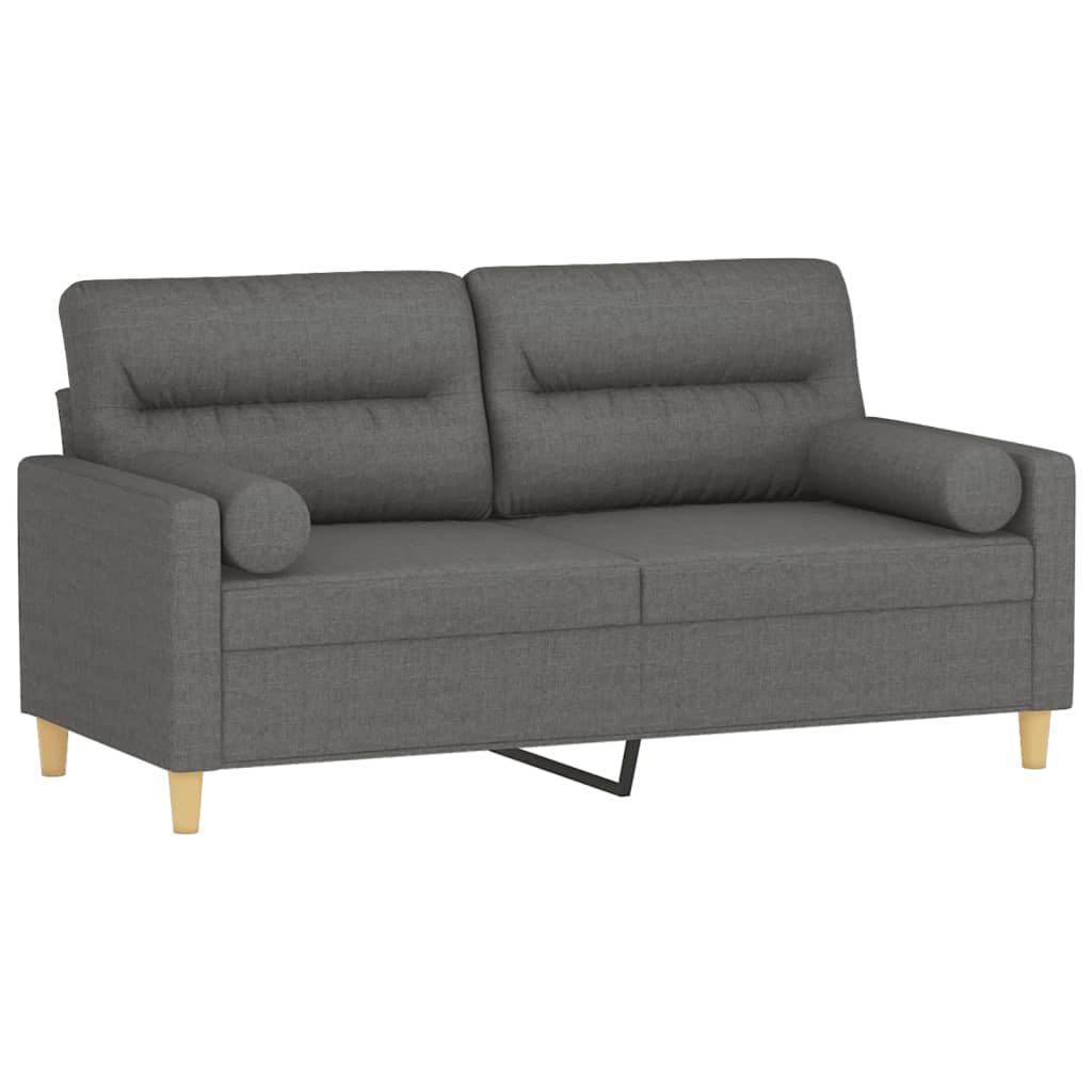 vidaXL Canapea cu 2 locuri cu pernuțe, gri închis, 140 cm, textil vidaXL Canapea cu 2 locuri cu pernuțe, gri închis, 140 cm, textil