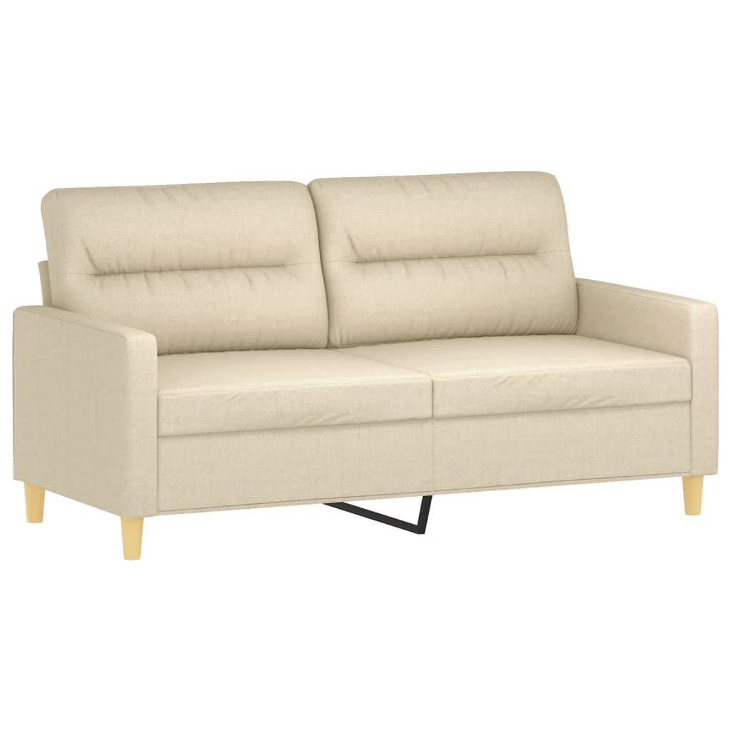 vidaXL Canapea cu 2 locuri cu pernuțe, crem, 140 cm, textil vidaXL Canapea cu 2 locuri cu pernuțe, crem, 140 cm, textil