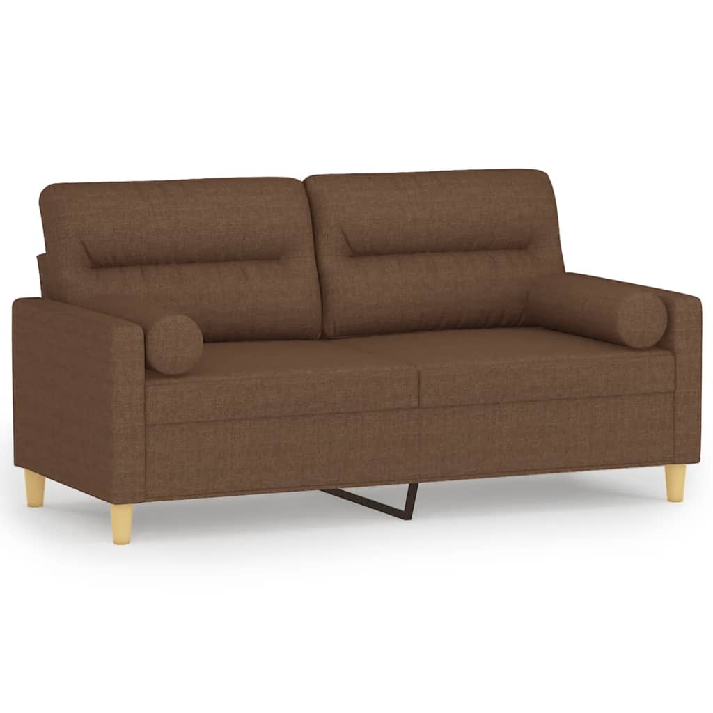 vidaXL Canapea cu 2 locuri cu pernuțe, maro, 140 cm, textil vidaXL Canapea cu 2 locuri cu pernuțe, maro, 140 cm, textil