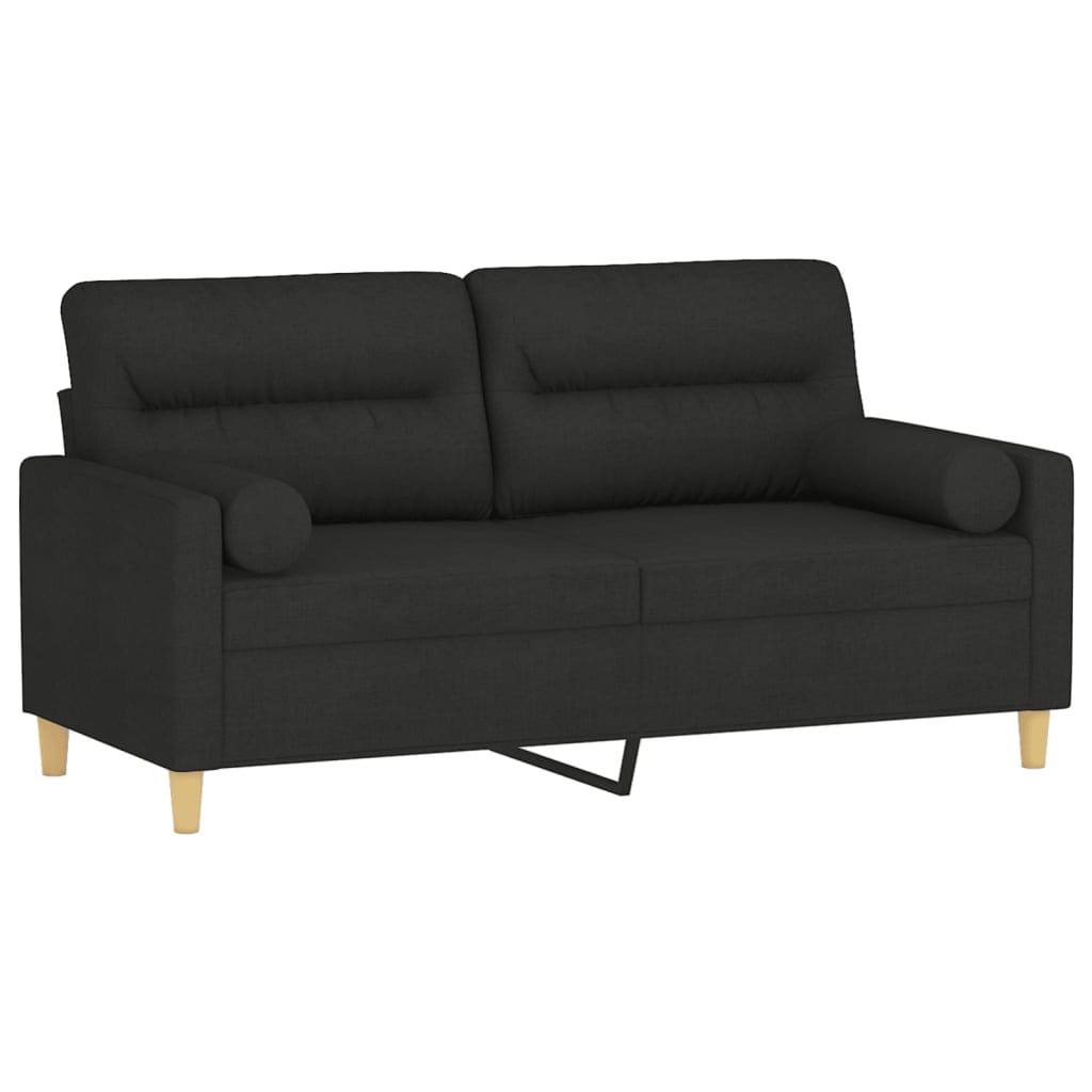 vidaXL Canapea cu 2 locuri cu pernuțe, negru, 140 cm, textil vidaXL Canapea cu 2 locuri cu pernuțe, negru, 140 cm, textil