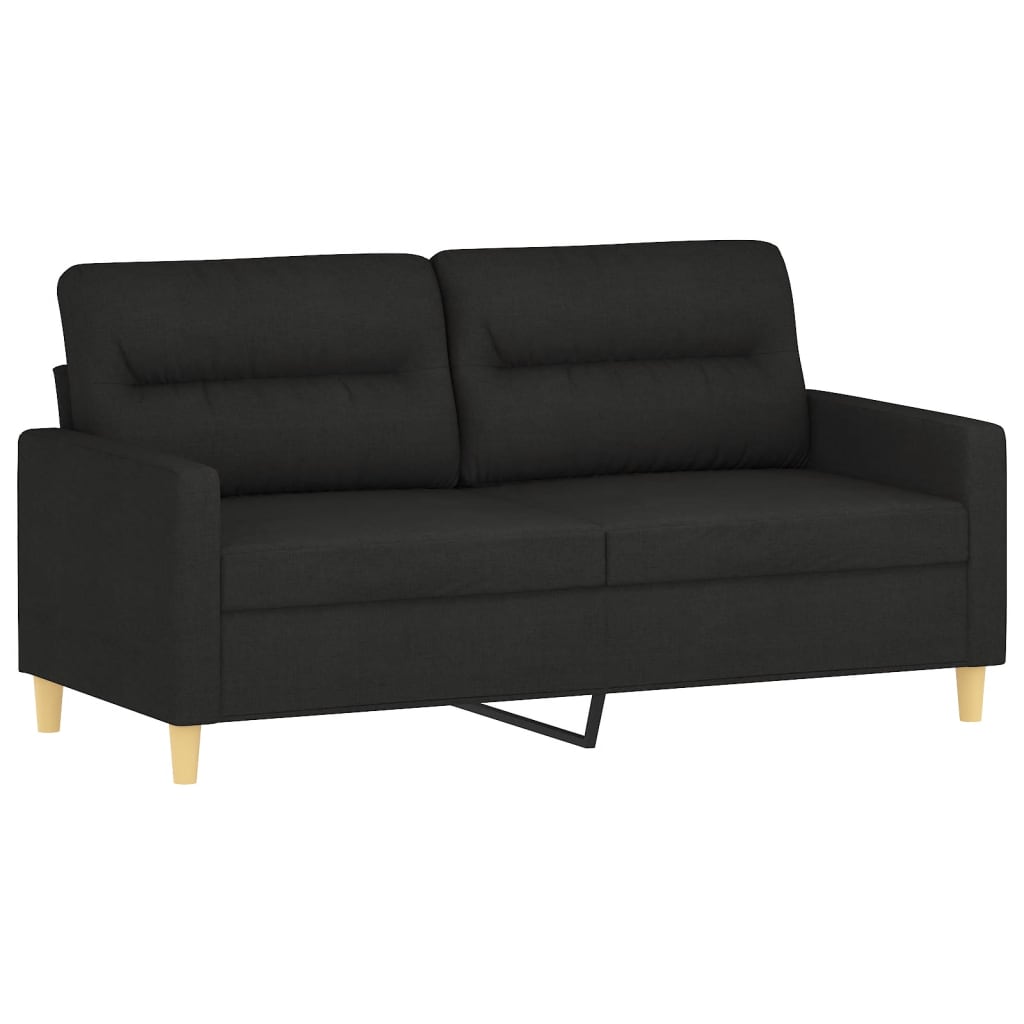 vidaXL Canapea cu 2 locuri cu pernuțe, negru, 140 cm, textil vidaXL Canapea cu 2 locuri cu pernuțe, negru, 140 cm, textil