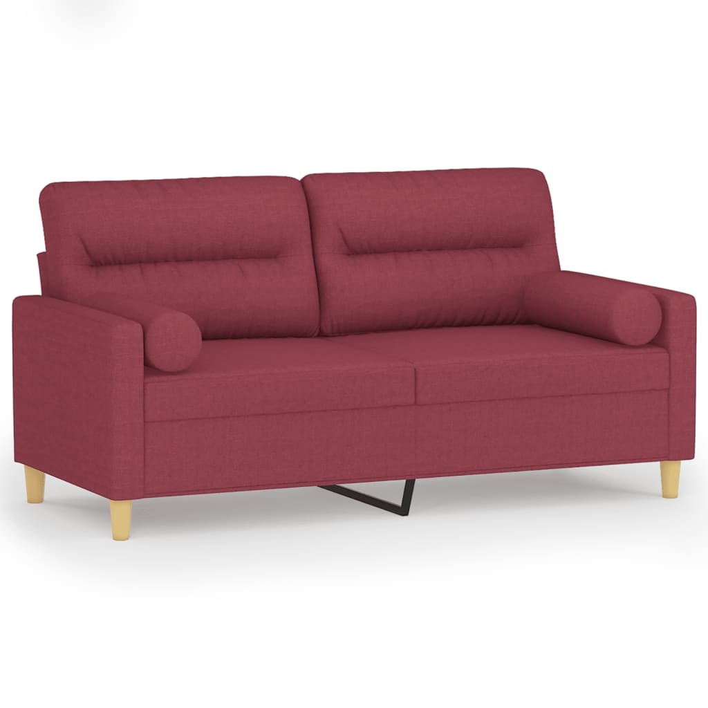 vidaXL Canapea cu 2 locuri cu pernuțe, roșu vin, 140 cm, textil