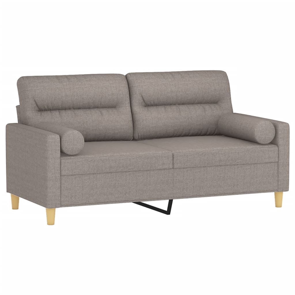 vidaXL Canapea cu 2 locuri cu pernuțe, gri taupe, 140 cm, textil vidaXL Canapea cu 2 locuri cu pernuțe, gri taupe, 140 cm, textil