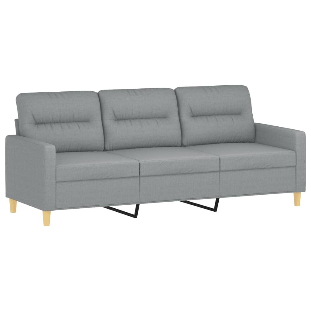 vidaXL Canapea cu 3 locuri cu pernuțe, gri deschis, 180 cm, textil