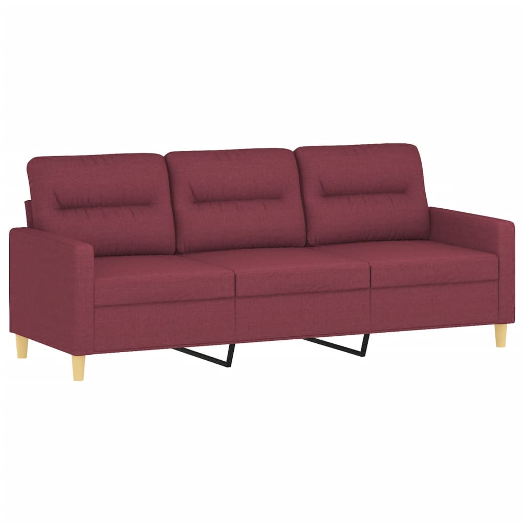 vidaXL Canapea cu 3 locuri cu pernuțe, roșu vin, 180 cm, textil vidaXL Canapea cu 3 locuri cu pernuțe, roșu vin, 180 cm, textil