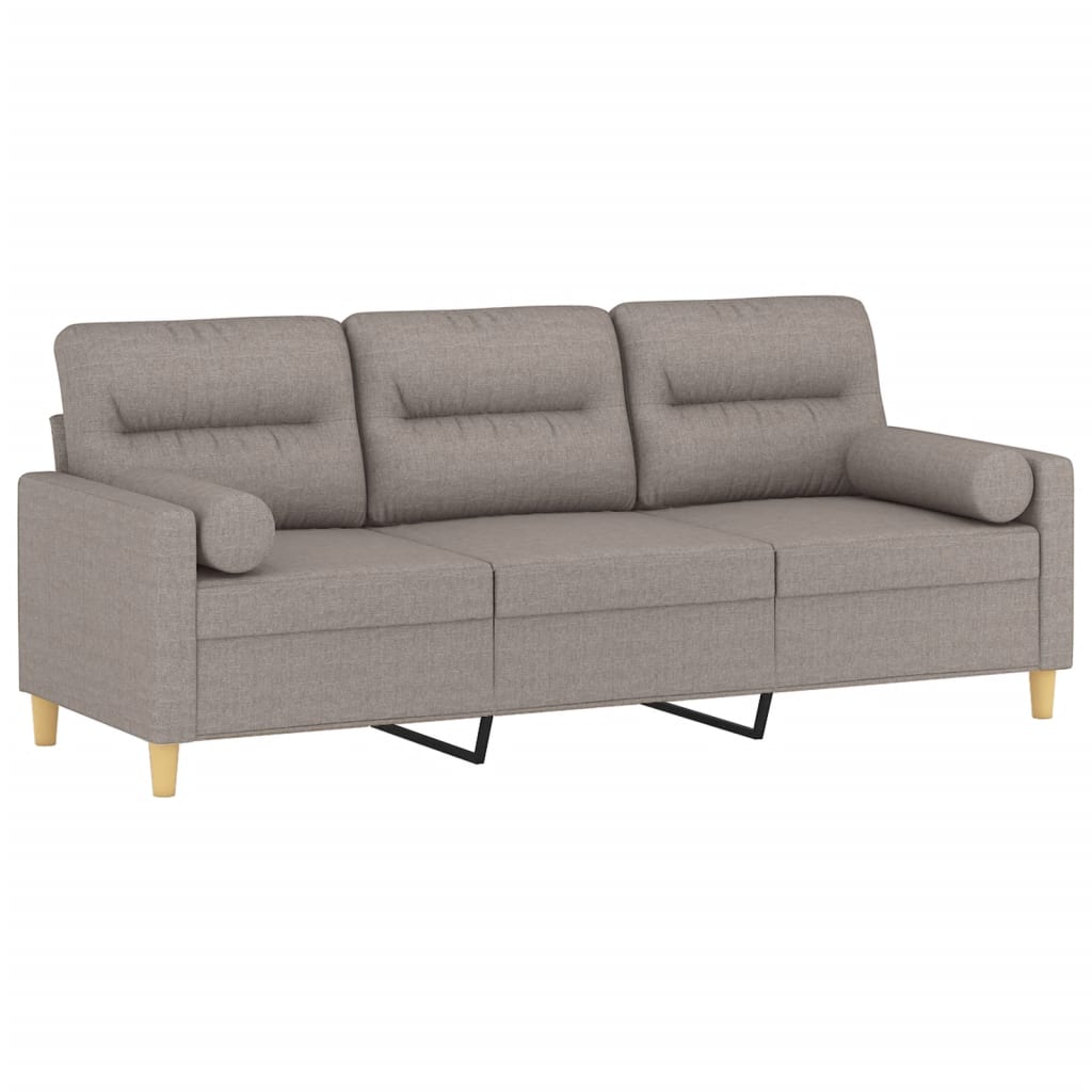 vidaXL Canapea cu 3 locuri cu pernuțe, gri taupe, 180 cm, textil