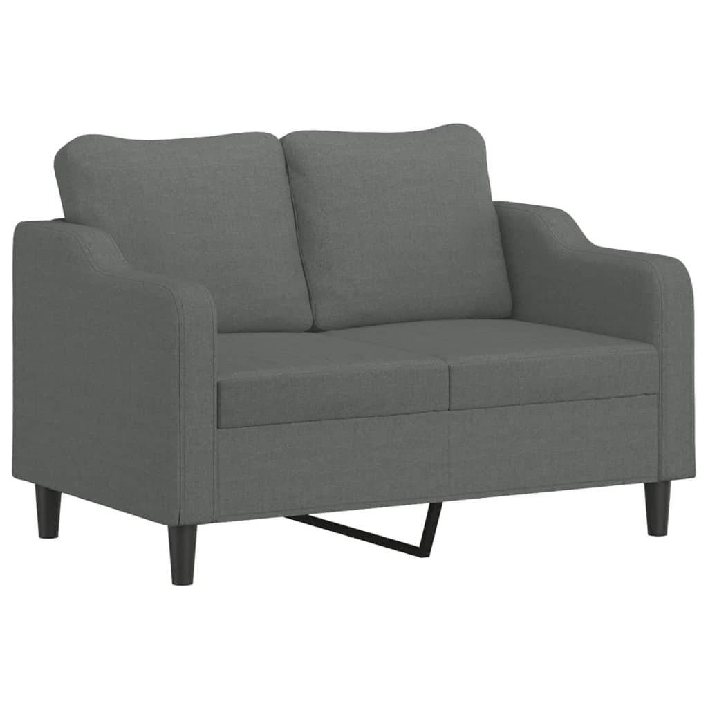 vidaXL Canapea cu 2 locuri cu pernuțe, gri închis, 120 cm, textil