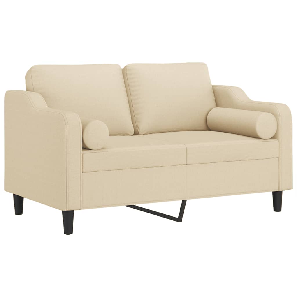 vidaXL Canapea cu 2 locuri cu pernuțe, crem, 120 cm, textil vidaXL Canapea cu 2 locuri cu pernuțe, crem, 120 cm, textil