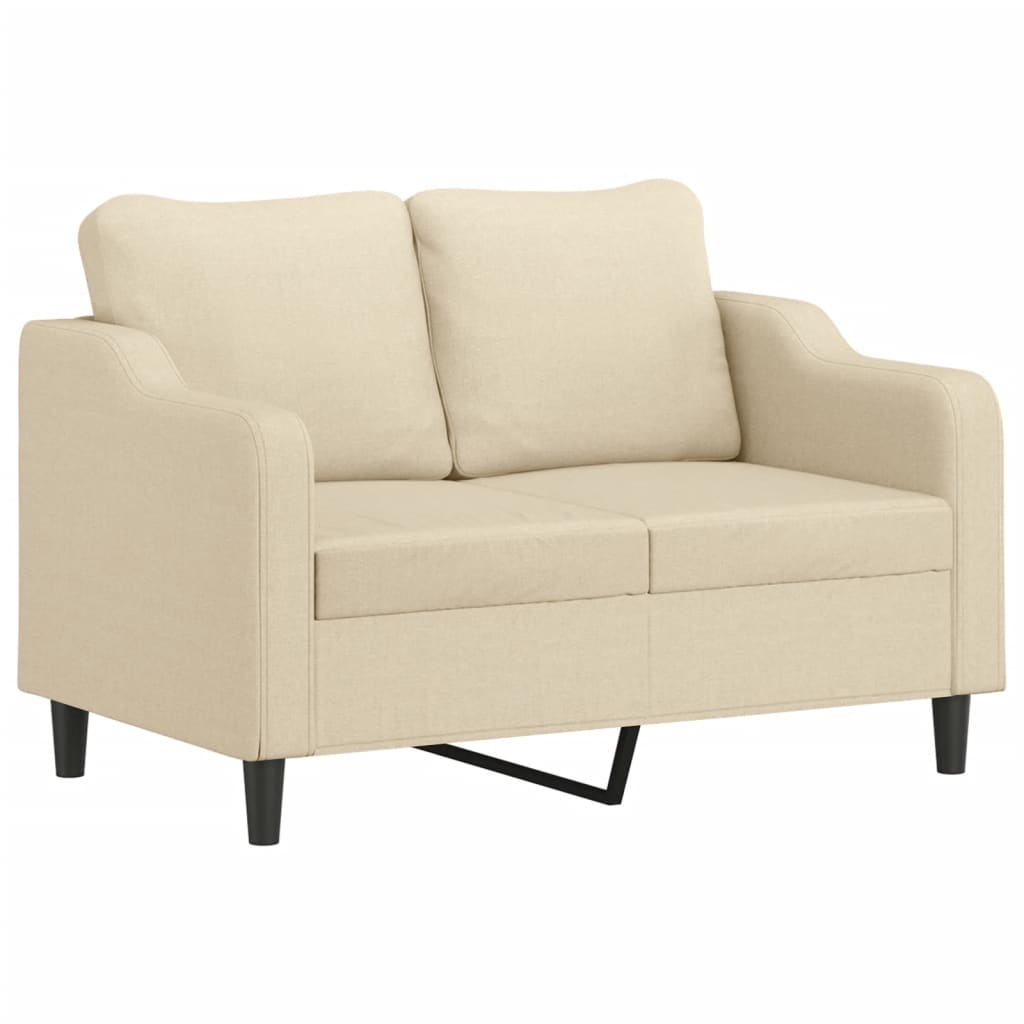 vidaXL Canapea cu 2 locuri cu pernuțe, crem, 120 cm, textil vidaXL Canapea cu 2 locuri cu pernuțe, crem, 120 cm, textil