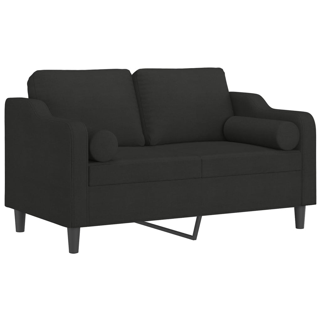 vidaXL Canapea cu 2 locuri cu pernuțe, negru, 120 cm, textil vidaXL Canapea cu 2 locuri cu pernuțe, negru, 120 cm, textil