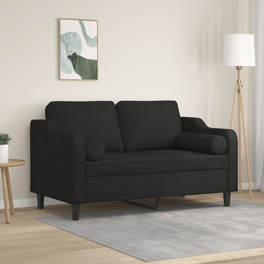 vidaXL Canapea cu 2 locuri cu pernuțe, negru, 120 cm, textil vidaXL Canapea cu 2 locuri cu pernuțe, negru, 120 cm, textil