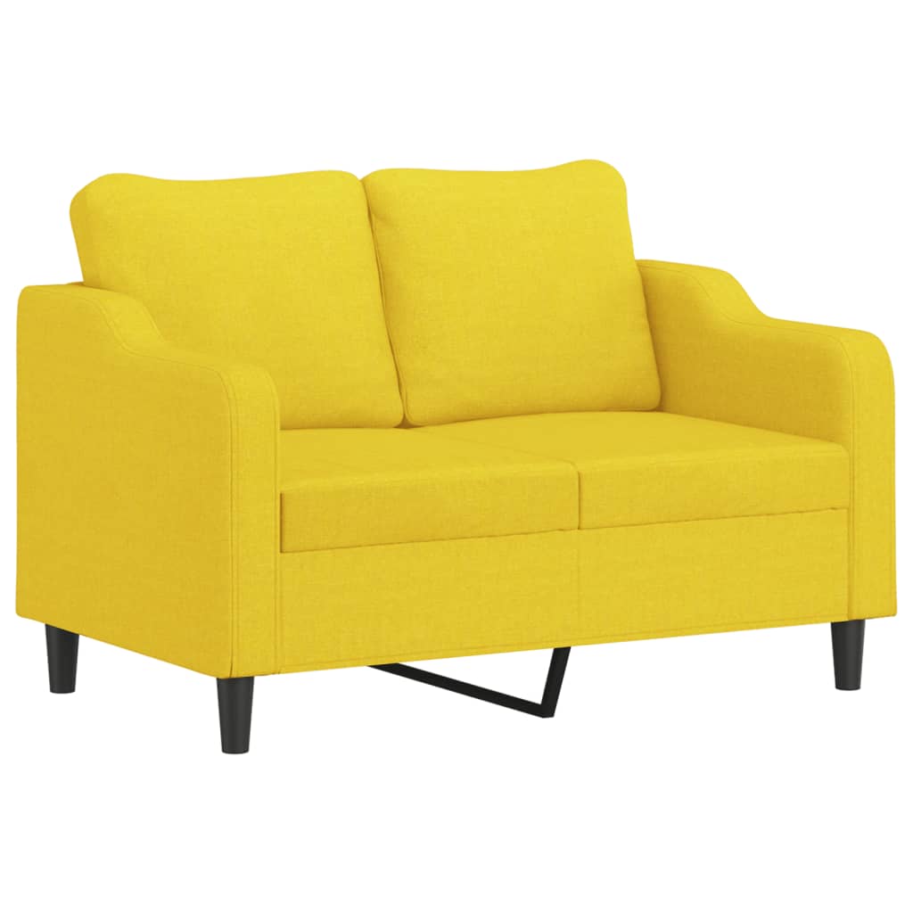 vidaXL Canapea cu 2 locuri cu pernuțe, galben deschis, 120 cm, textil