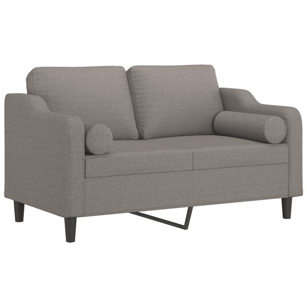 vidaXL Canapea cu 2 locuri cu pernuțe, gri taupe, 120 cm, textil vidaXL Canapea cu 2 locuri cu pernuțe, gri taupe, 120 cm, textil