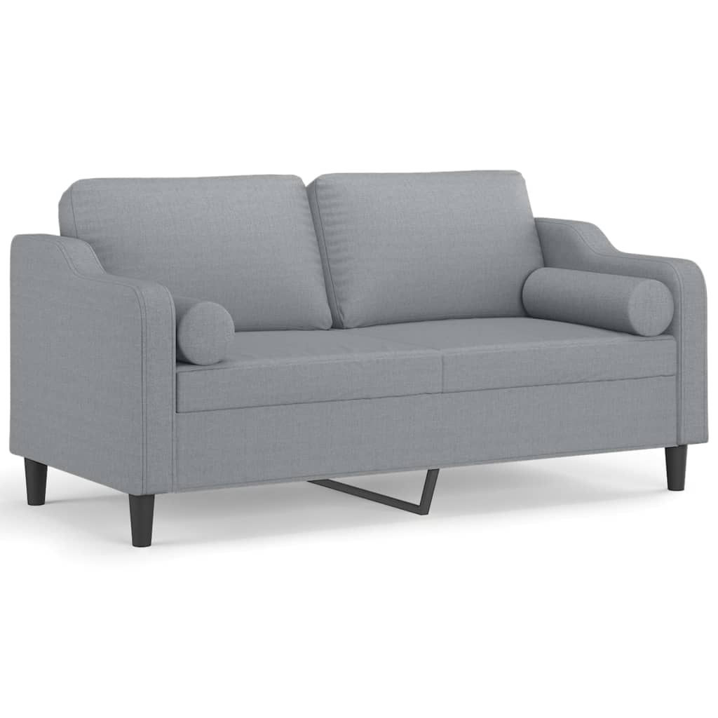 vidaXL Canapea cu 2 locuri cu pernuțe, gri deschis, 140 cm, textil