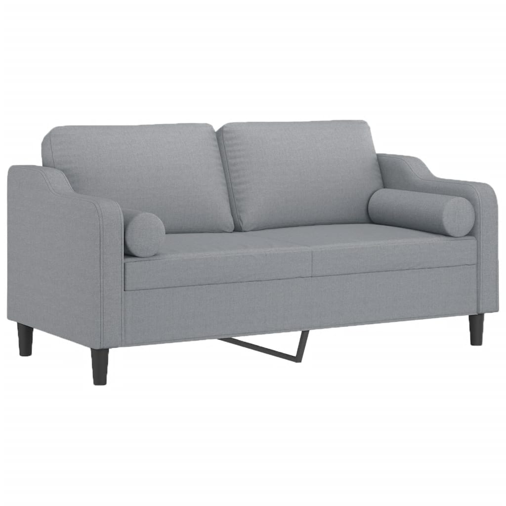 vidaXL Canapea cu 2 locuri cu pernuțe, gri deschis, 140 cm, textil