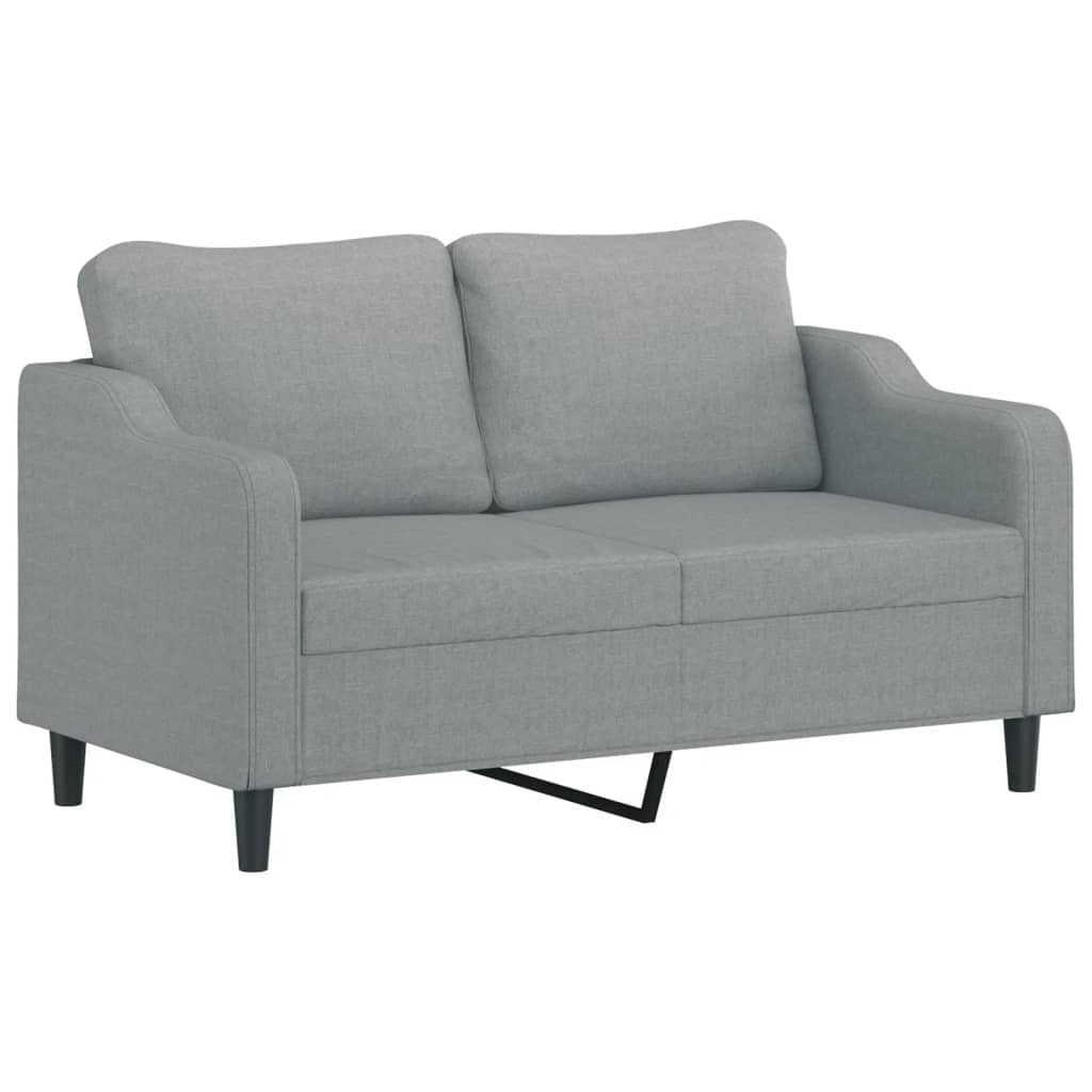 vidaXL Canapea cu 2 locuri cu pernuțe, gri deschis, 140 cm, textil