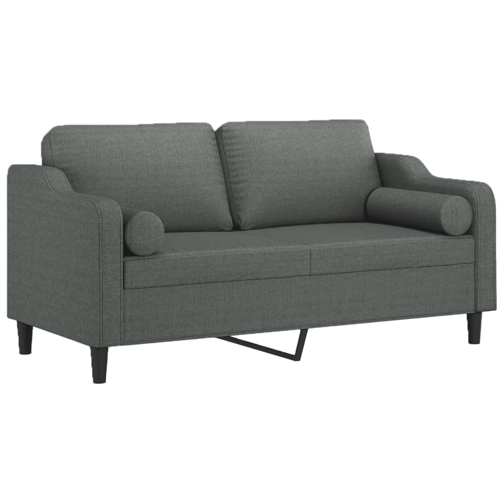 vidaXL Canapea cu 2 locuri cu pernuțe, gri închis, 140 cm, textil vidaXL Canapea cu 2 locuri cu pernuțe, gri închis, 140 cm, textil