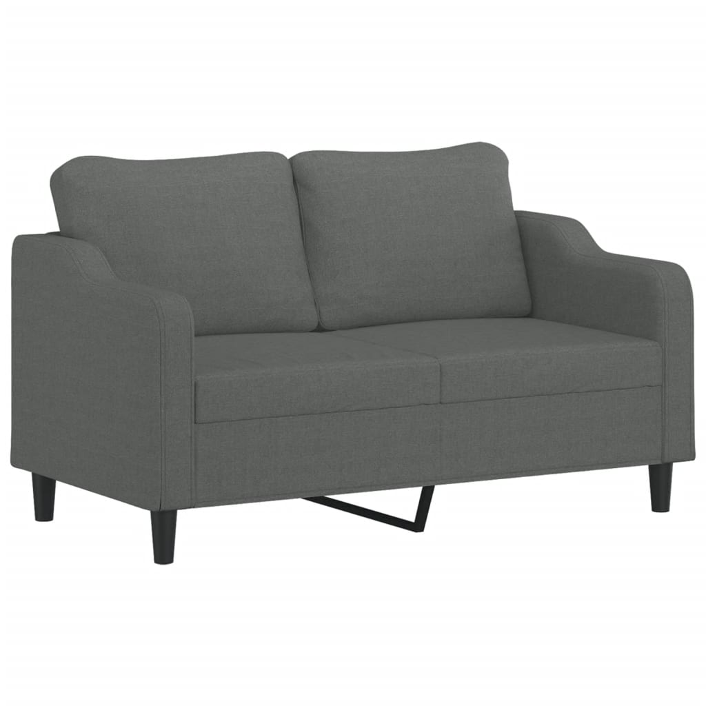 vidaXL Canapea cu 2 locuri cu pernuțe, gri închis, 140 cm, textil vidaXL Canapea cu 2 locuri cu pernuțe, gri închis, 140 cm, textil