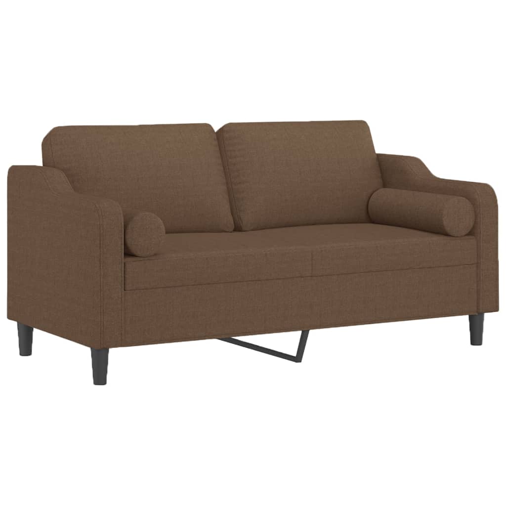 vidaXL Canapea cu 2 locuri cu pernuțe, maro, 140 cm, textil
