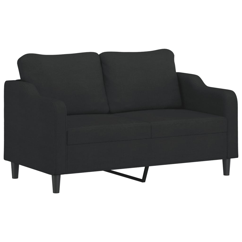 vidaXL Canapea cu 2 locuri cu pernuțe, negru, 140 cm, textil vidaXL Canapea cu 2 locuri cu pernuțe, negru, 140 cm, textil