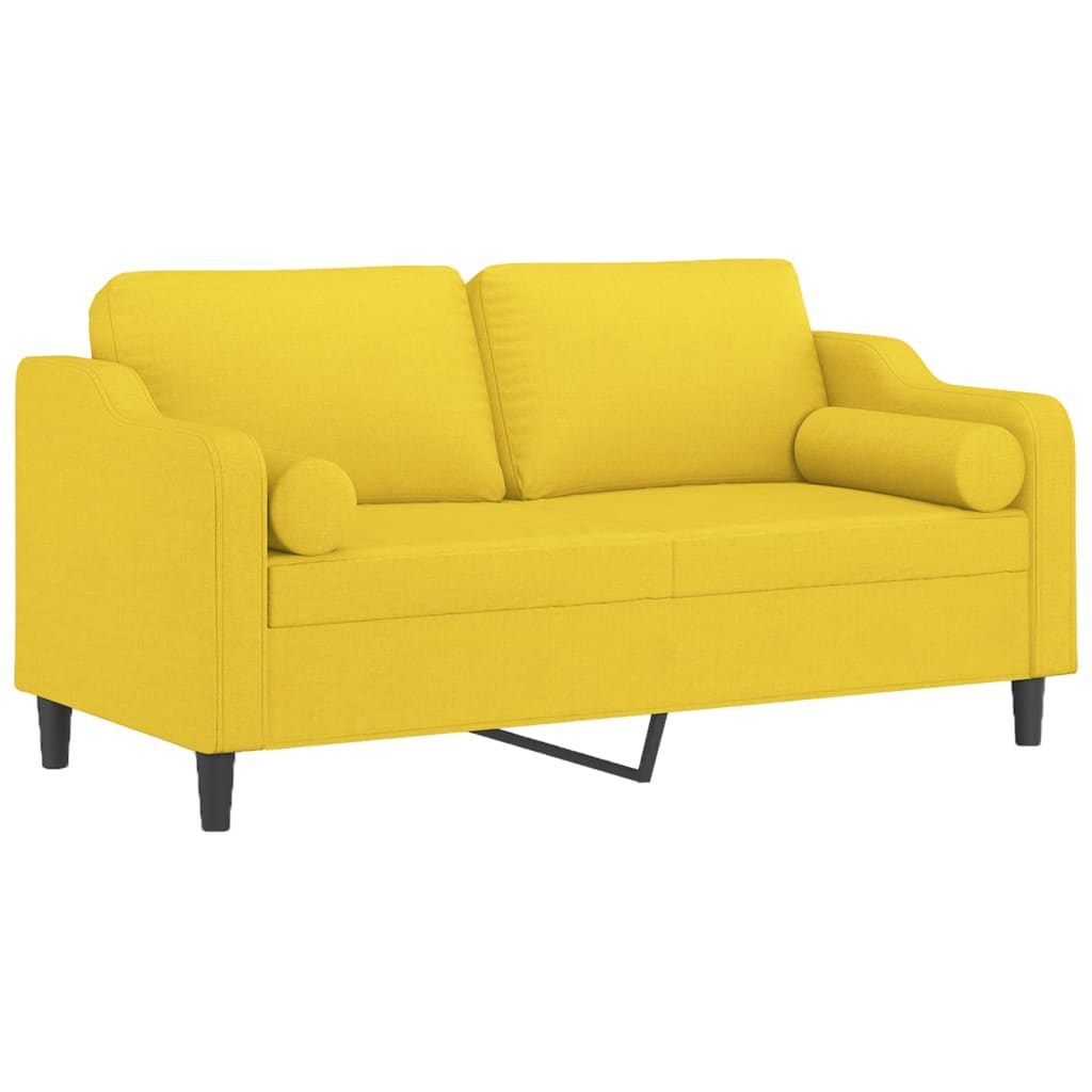 vidaXL Canapea cu 2 locuri cu pernuțe, galben deschis, 140 cm, textil vidaXL Canapea cu 2 locuri cu pernuțe, galben deschis, 140 cm, textil
