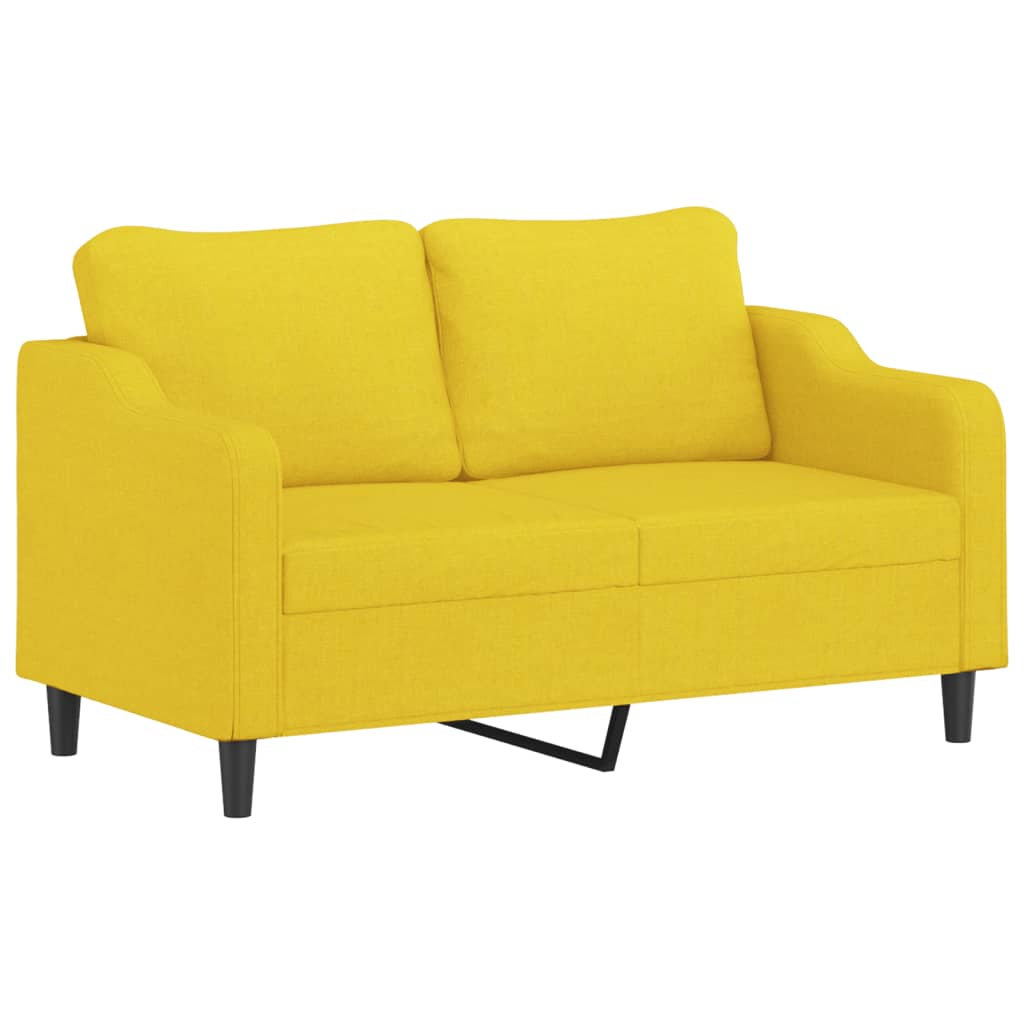 vidaXL Canapea cu 2 locuri cu pernuțe, galben deschis, 140 cm, textil vidaXL Canapea cu 2 locuri cu pernuțe, galben deschis, 140 cm, textil