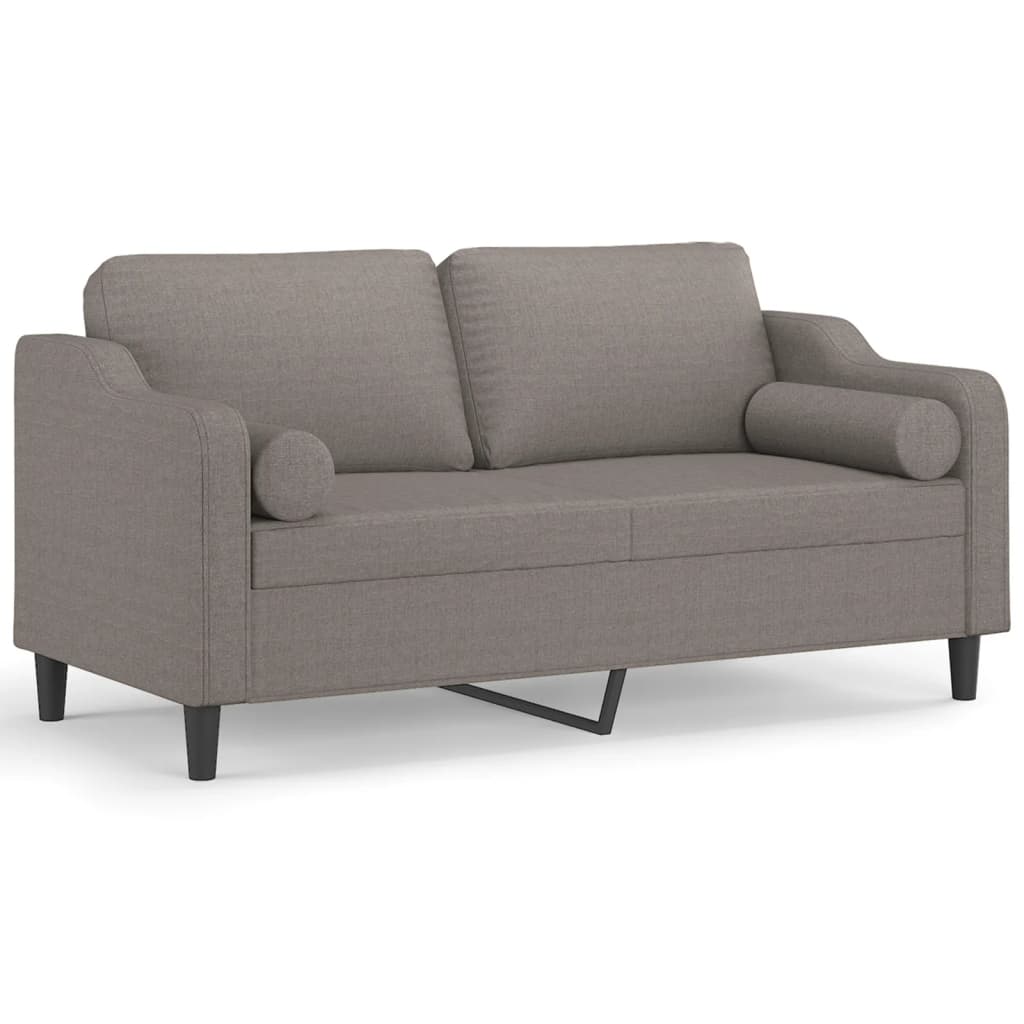 vidaXL Canapea cu 2 locuri cu pernuțe, gri taupe, 140 cm, textil vidaXL Canapea cu 2 locuri cu pernuțe, gri taupe, 140 cm, textil