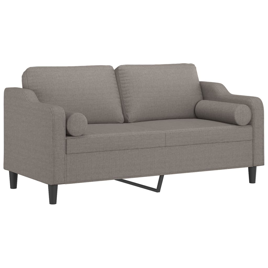 vidaXL Canapea cu 2 locuri cu pernuțe, gri taupe, 140 cm, textil vidaXL Canapea cu 2 locuri cu pernuțe, gri taupe, 140 cm, textil