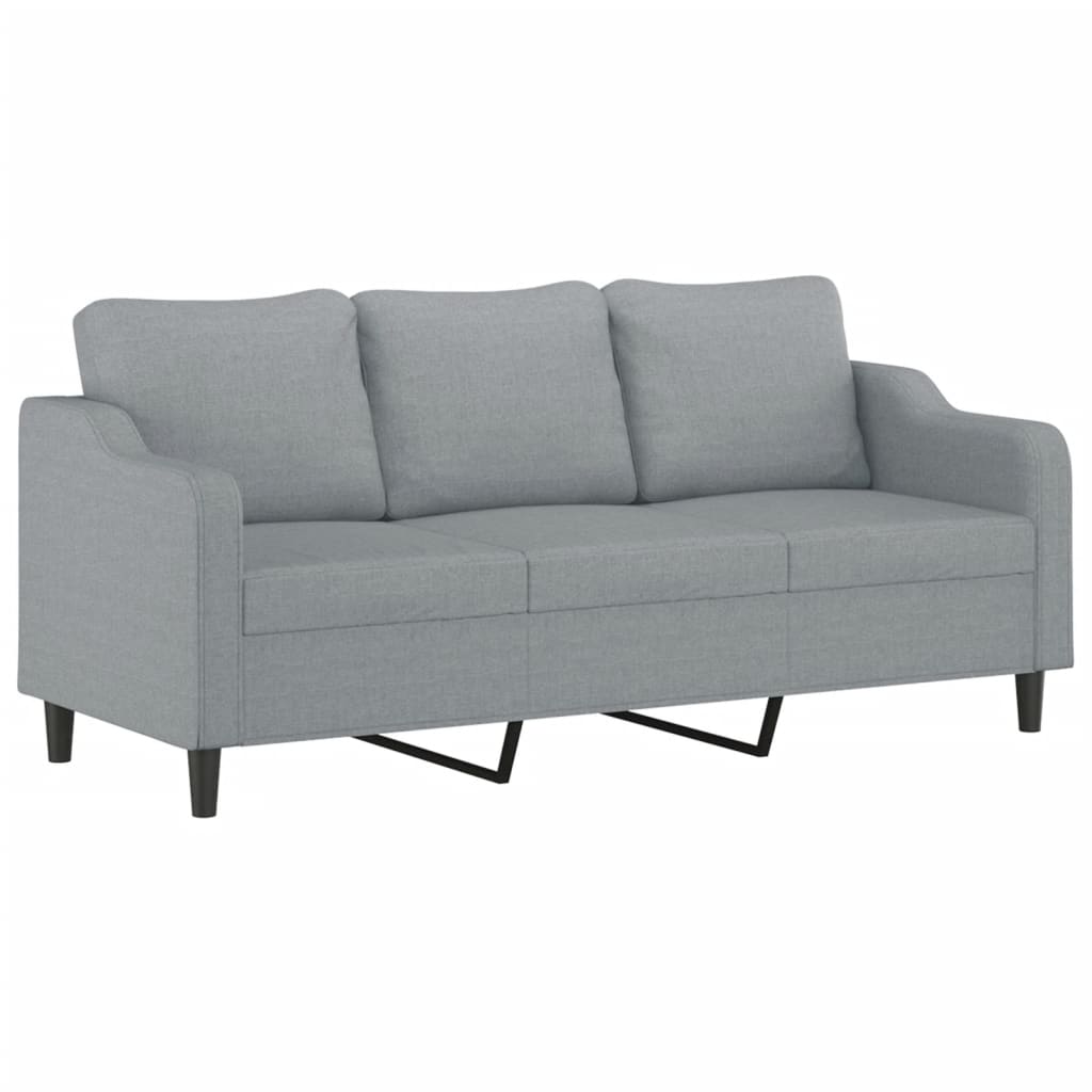 vidaXL Canapea cu 3 locuri cu pernuțe, gri deschis, 180 cm, textil