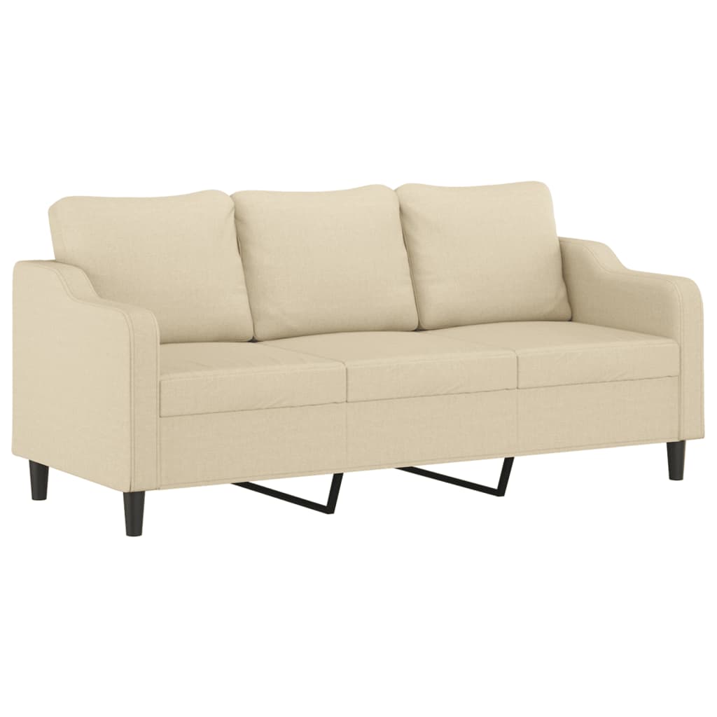 vidaXL Canapea cu 3 locuri cu pernuțe, crem, 180 cm, textil
