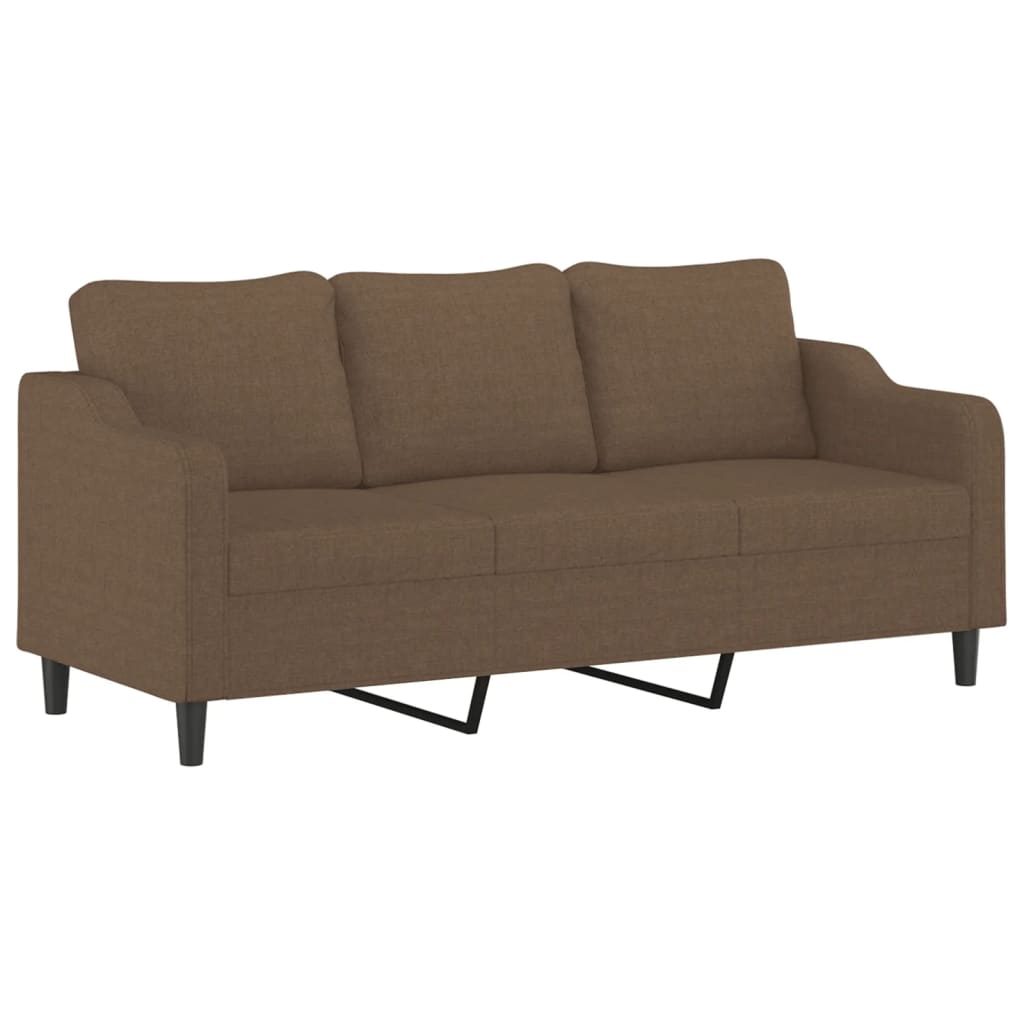 vidaXL Canapea cu 3 locuri cu pernuțe, maro, 180 cm, textil vidaXL Canapea cu 3 locuri cu pernuțe, maro, 180 cm, textil