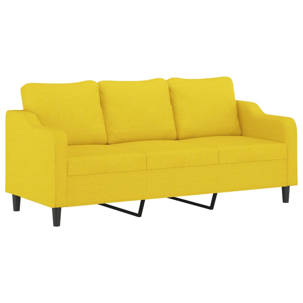 vidaXL Canapea cu 3 locuri cu pernuțe, galben deschis, 180 cm, textil vidaXL Canapea cu 3 locuri cu pernuțe, galben deschis, 180 cm, textil