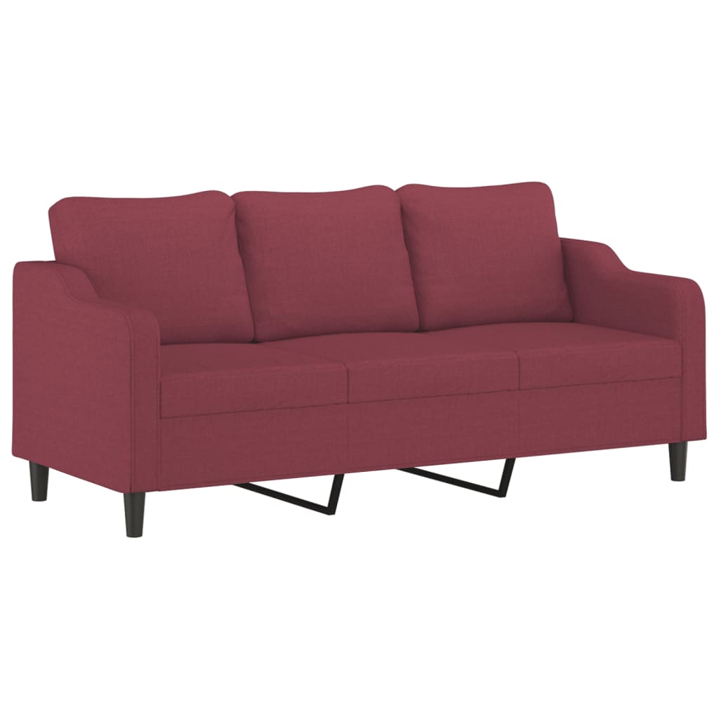 vidaXL Canapea cu 3 locuri cu pernuțe, roșu vin, 180 cm, textil