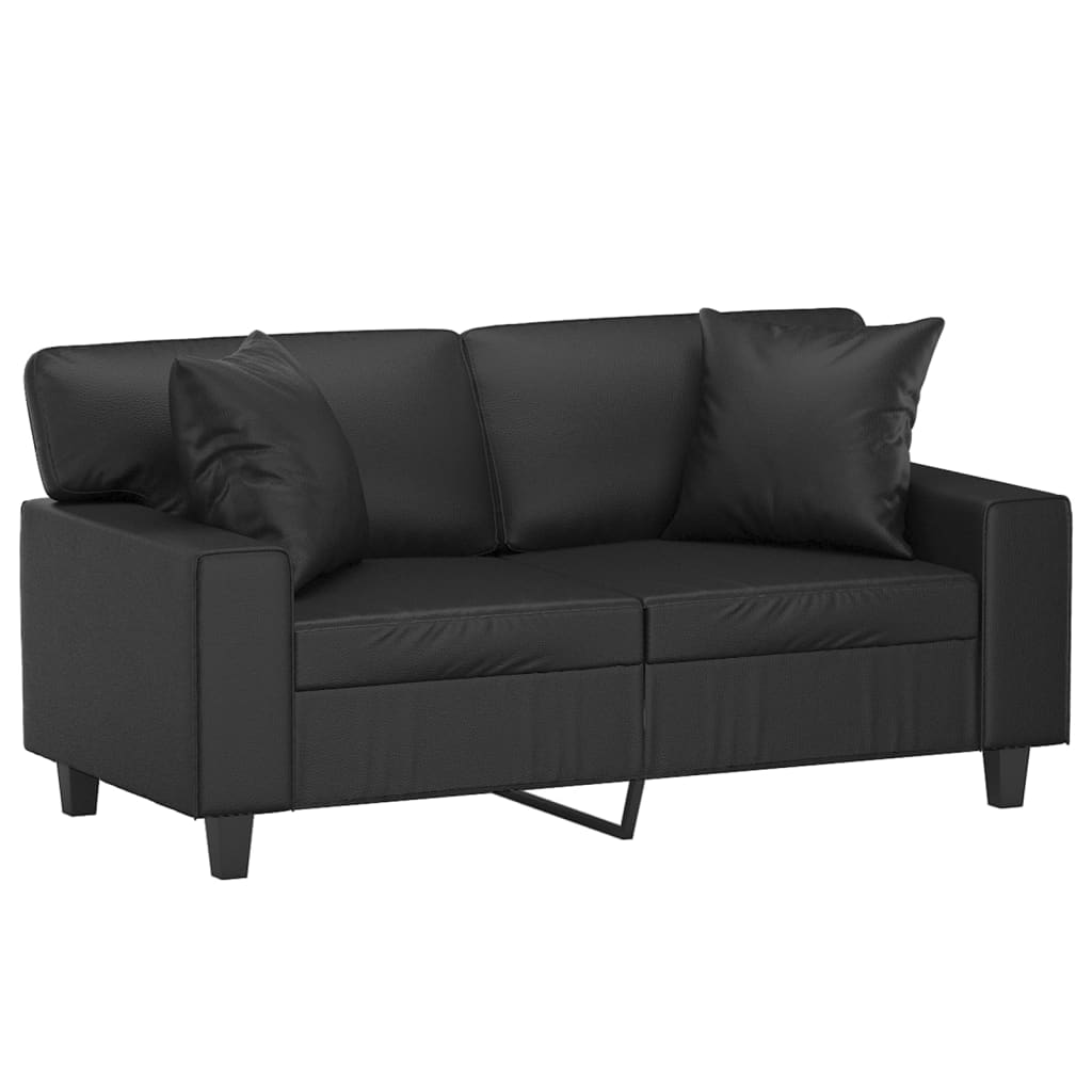 vidaXL Canapea cu 2 locuri cu pernuțe, negru, 120 cm, piele ecologică vidaXL Canapea cu 2 locuri cu pernuțe, negru, 120 cm, piele ecologică