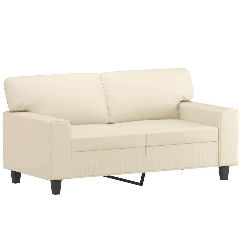 vidaXL Canapea cu 2 locuri cu pernuțe, crem, 120 cm, piele ecologică vidaXL Canapea cu 2 locuri cu pernuțe, crem, 120 cm, piele ecologică