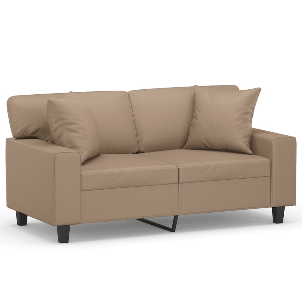 vidaXL Canapea cu 2 locuri cu pernuțe, cappuccino, 120 cm, piele eco. vidaXL Canapea cu 2 locuri cu pernuțe, cappuccino, 120 cm, piele eco.