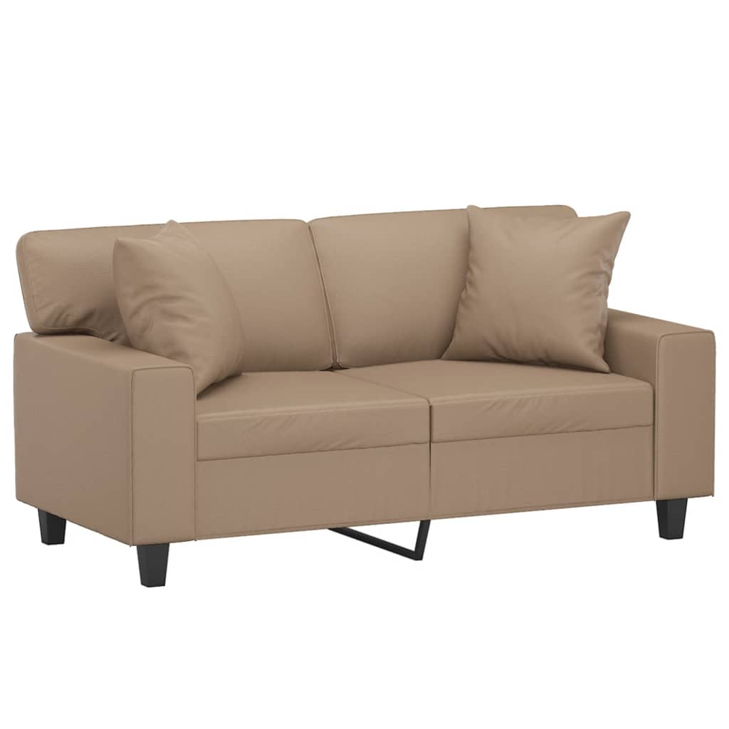 vidaXL Canapea cu 2 locuri cu pernuțe, cappuccino, 120 cm, piele eco. vidaXL Canapea cu 2 locuri cu pernuțe, cappuccino, 120 cm, piele eco.