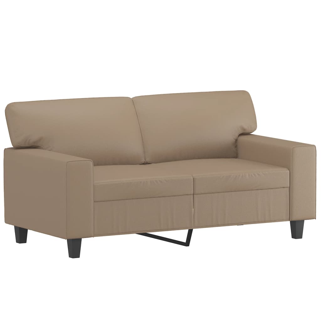 vidaXL Canapea cu 2 locuri cu pernuțe, cappuccino, 120 cm, piele eco. vidaXL Canapea cu 2 locuri cu pernuțe, cappuccino, 120 cm, piele eco.