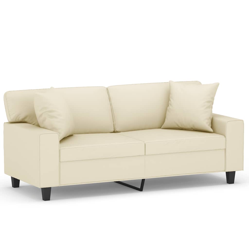 vidaXL Canapea cu 2 locuri cu pernuțe, crem, 140 cm, piele ecologică vidaXL Canapea cu 2 locuri cu pernuțe, crem, 140 cm, piele ecologică