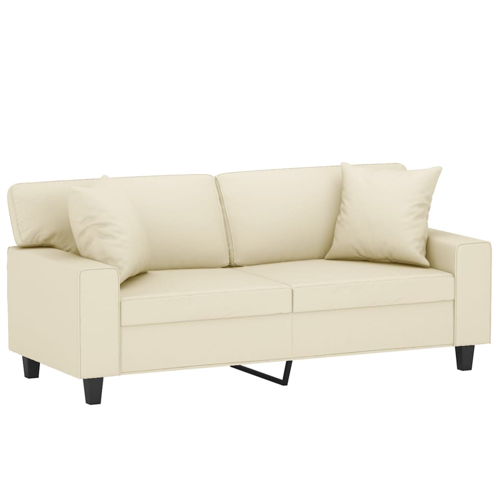 vidaXL Canapea cu 2 locuri cu pernuțe, crem, 140 cm, piele ecologică vidaXL Canapea cu 2 locuri cu pernuțe, crem, 140 cm, piele ecologică