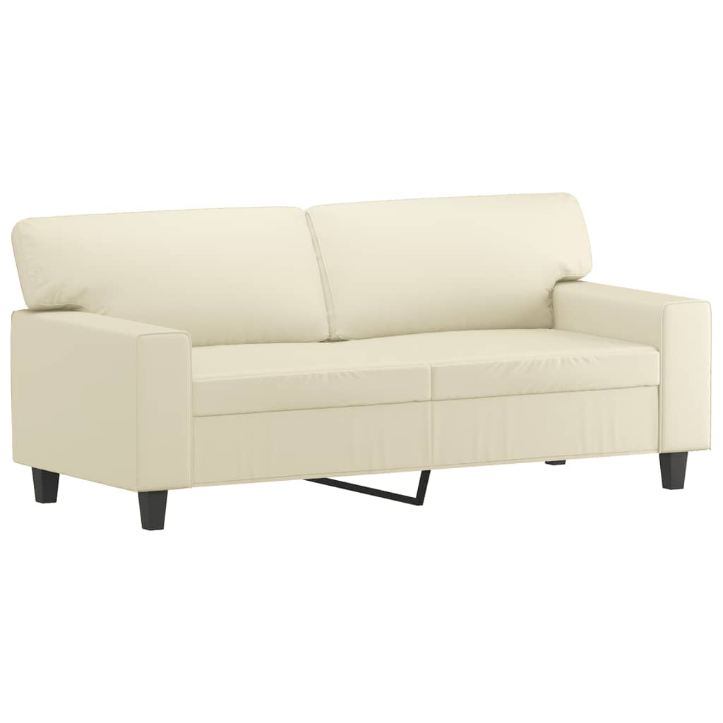 vidaXL Canapea cu 2 locuri cu pernuțe, crem, 140 cm, piele ecologică vidaXL Canapea cu 2 locuri cu pernuțe, crem, 140 cm, piele ecologică