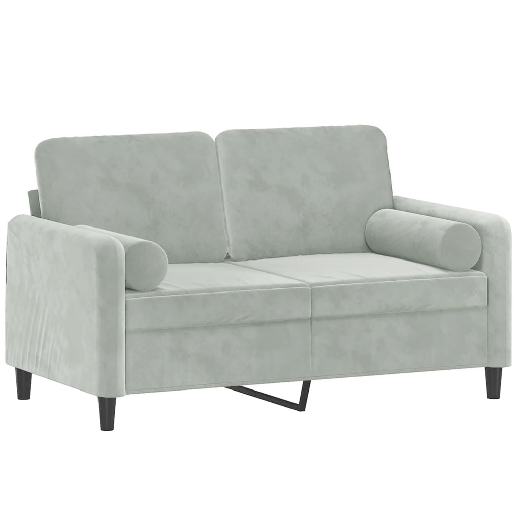 vidaXL Canapea cu 2 locuri cu pernuțe, gri deschis, 120 cm, catifea vidaXL Canapea cu 2 locuri cu pernuțe, gri deschis, 120 cm, catifea