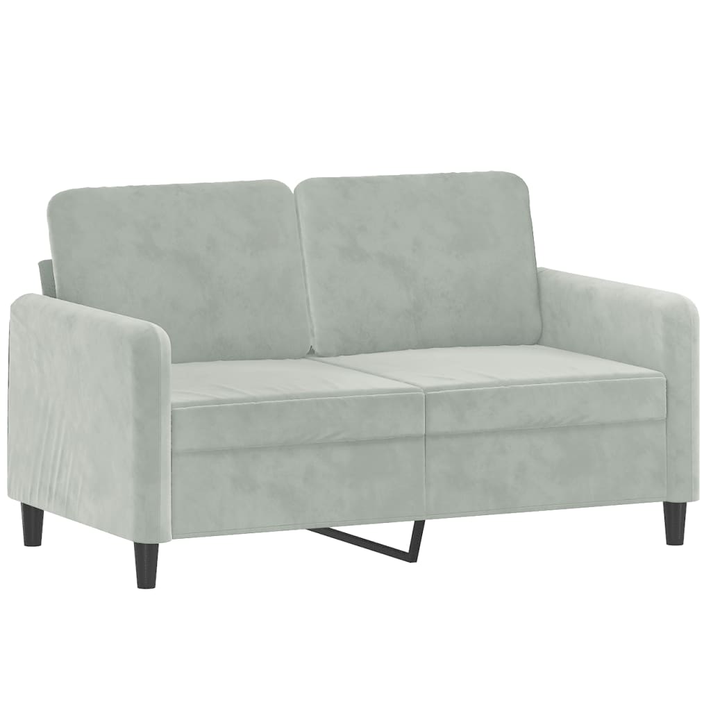 vidaXL Canapea cu 2 locuri cu pernuțe, gri deschis, 120 cm, catifea vidaXL Canapea cu 2 locuri cu pernuțe, gri deschis, 120 cm, catifea