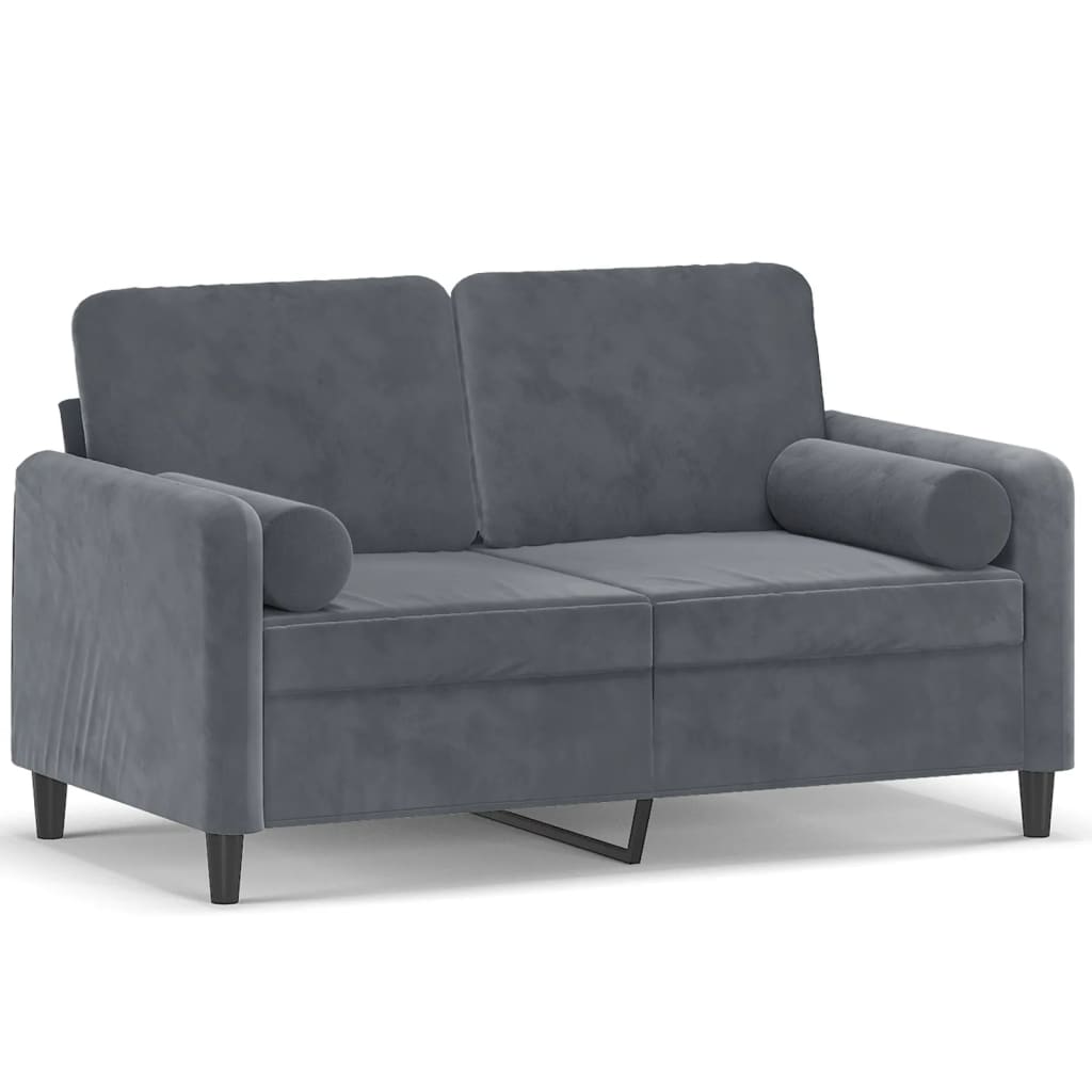 vidaXL Canapea cu 2 locuri cu pernuțe, gri închis, 120 cm, catifea vidaXL Canapea cu 2 locuri cu pernuțe, gri închis, 120 cm, catifea